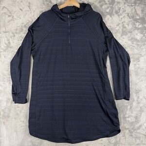 Athleta Size XL Navy Blue 1/4 Zip Hooded Pacifica Illume Swimsuit Cover Up Dress